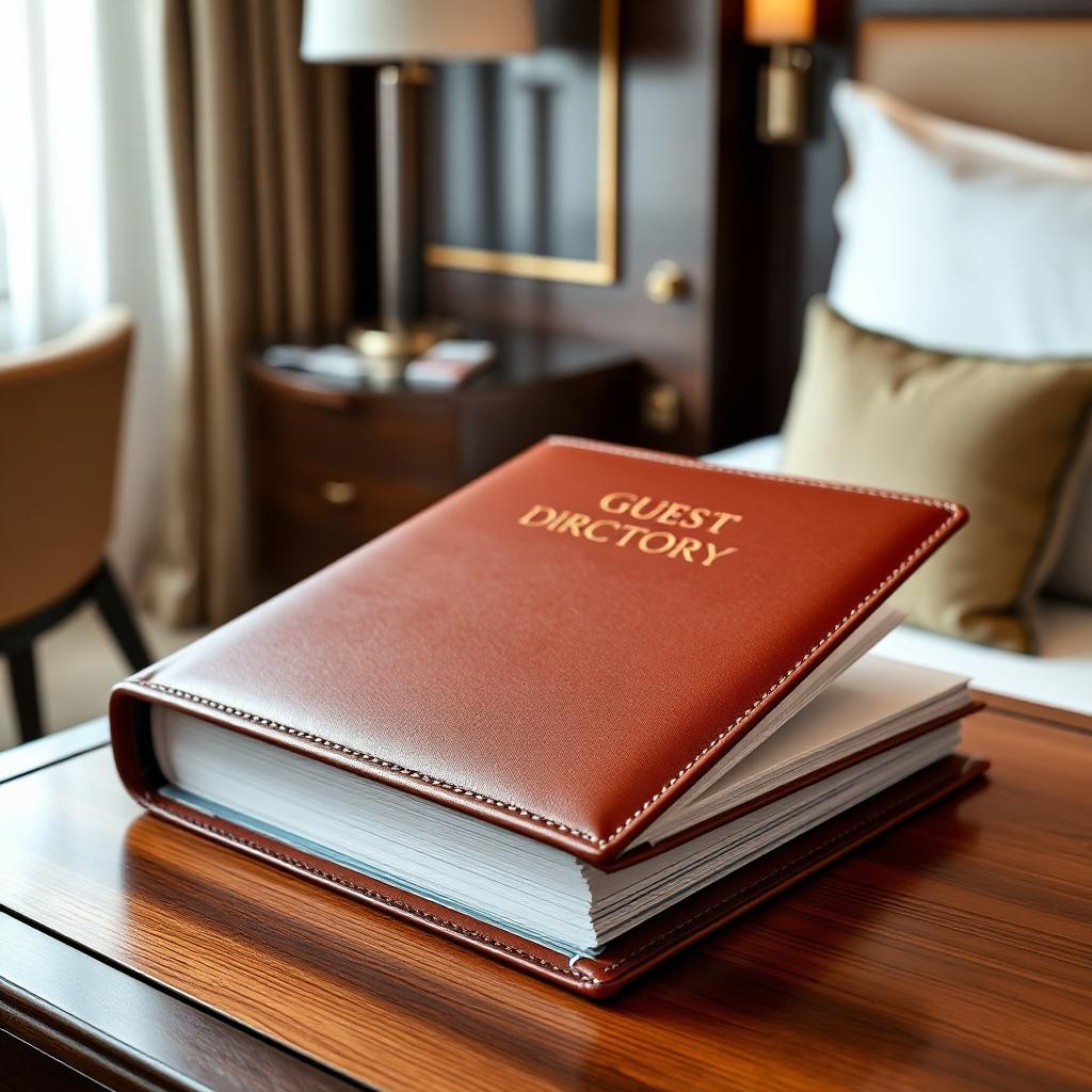 Guest directory opens first — sets the tone for everything else in the suite.