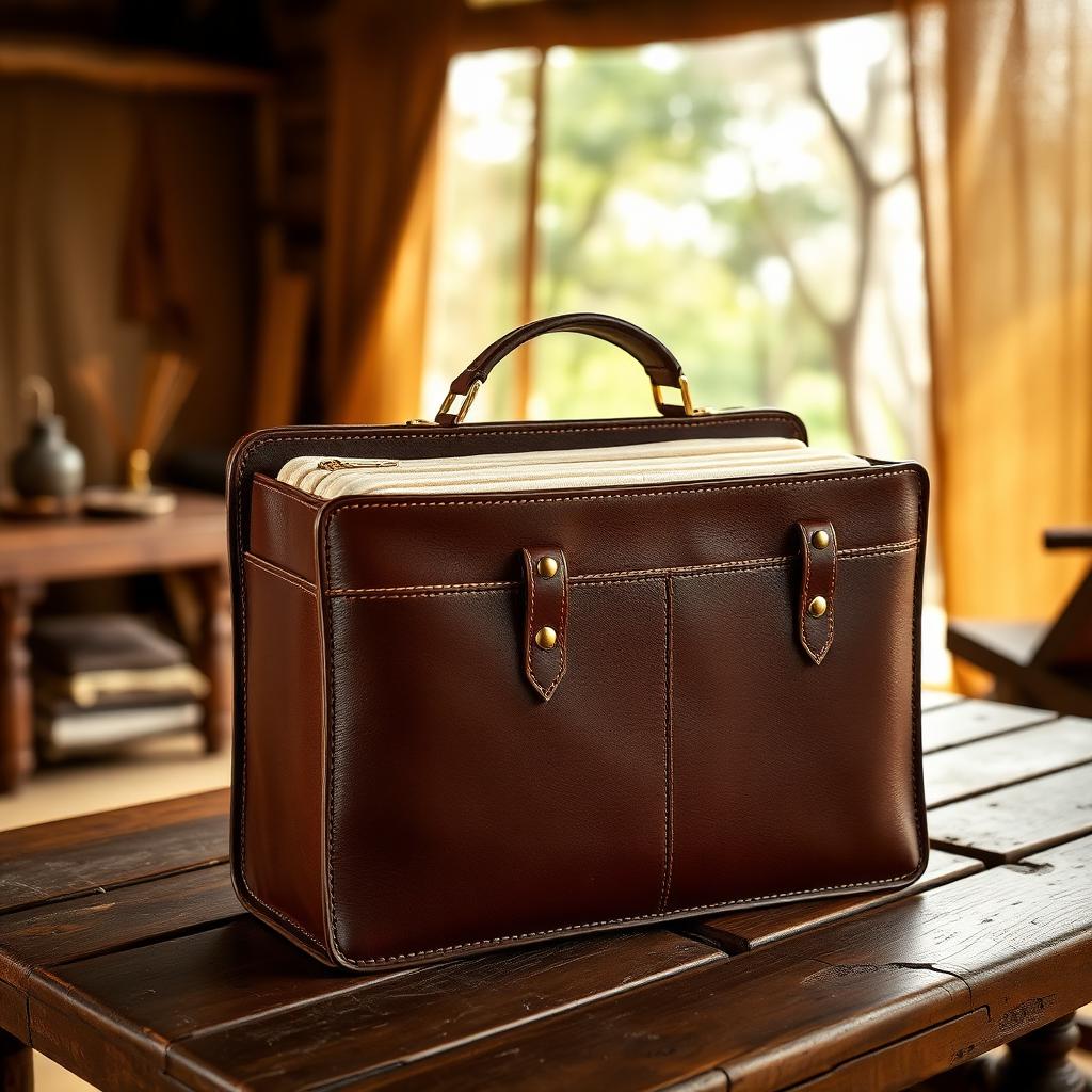 Laundry folder, washbag set and remote sleeve coordinated in the same leather and foil.